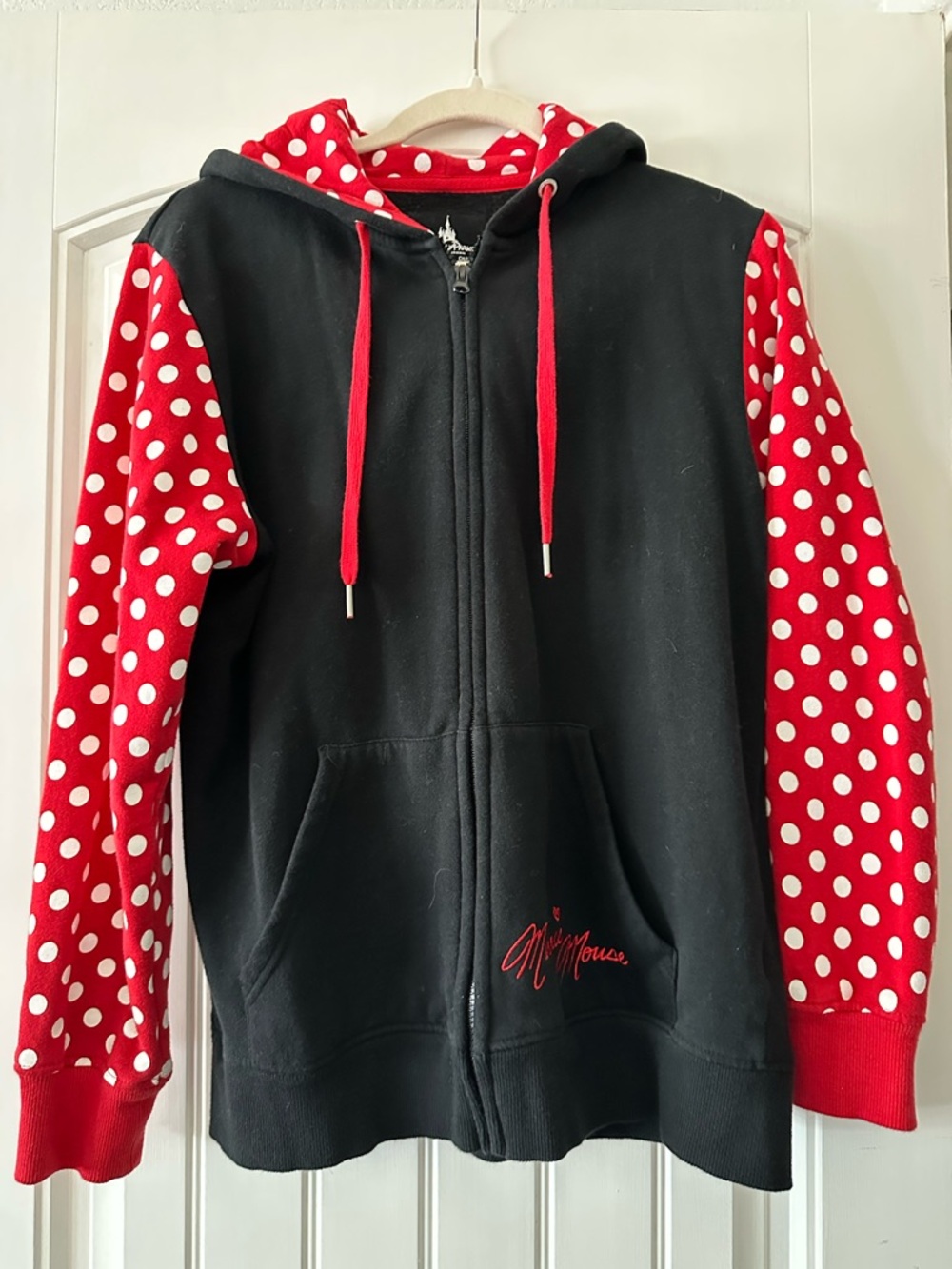 Disney Black & Red Polka Dot Zip-Up Hoodie